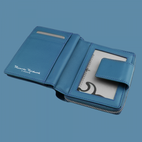 Riccardo Ferducci_116490 007_Damen Reißverschluss-Börse_Leder_blau_Damen_3