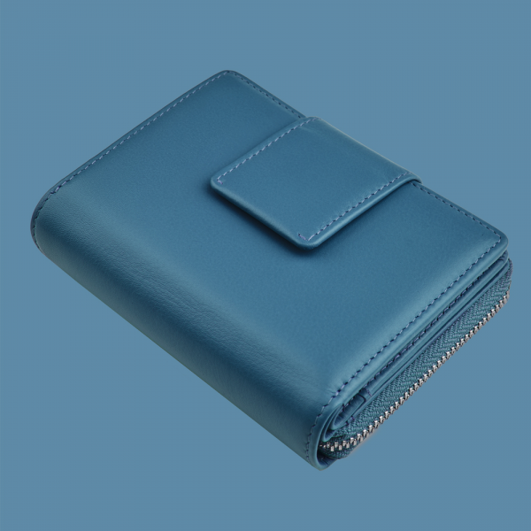 Riccardo Ferducci_116490 007_Damen Reißverschluss-Börse_Leder_blau_Damen_5