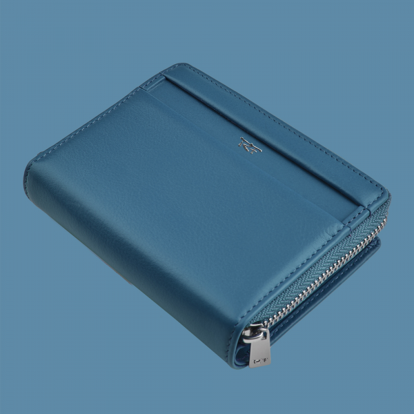 Riccardo Ferducci_116490 007_Damen Reißverschluss-Börse_Leder_blau_Damen_6
