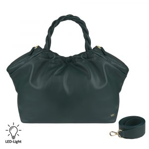 Giorgio Carelli_018434 049_Shopper mit LED-Licht-Fach_Leder_grün_Damen_1