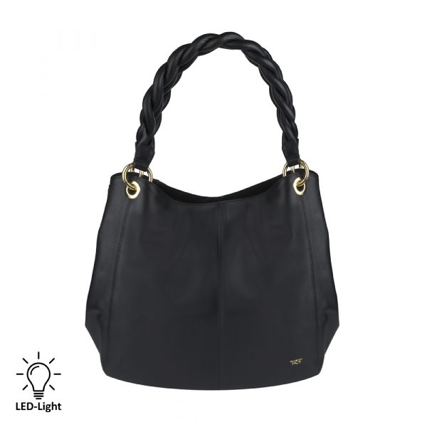 Riccardo Ferducci_018412 002_Hobo bag mit LED-Licht-Fach_Leder_schwarz_Damen_1